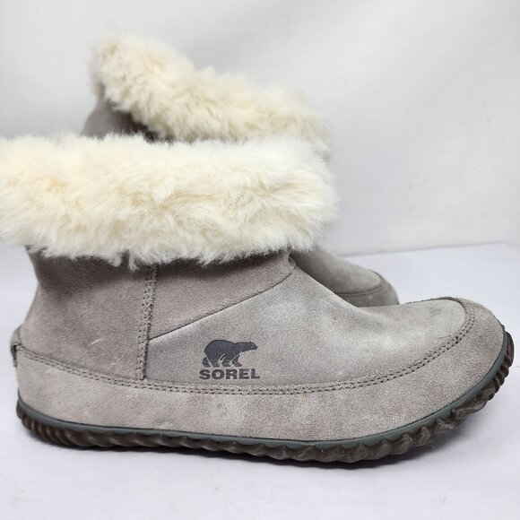 Sorel Womens size 11 Out N About Gray Suede Shearling Ankle Booties NEW - Picture 6 of 10